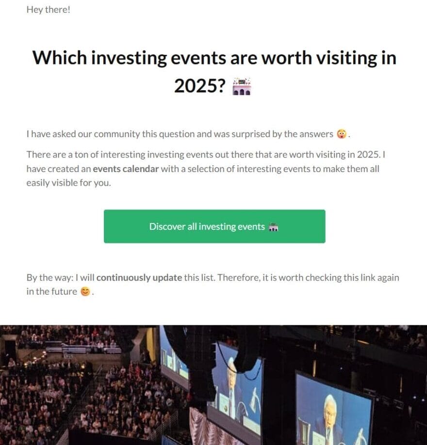 Investing events - Good Investing newsletter