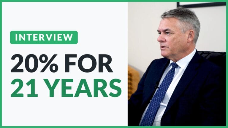 Andrew Brenton of Turtle Creek Asset Management, text: 20% for 21 years