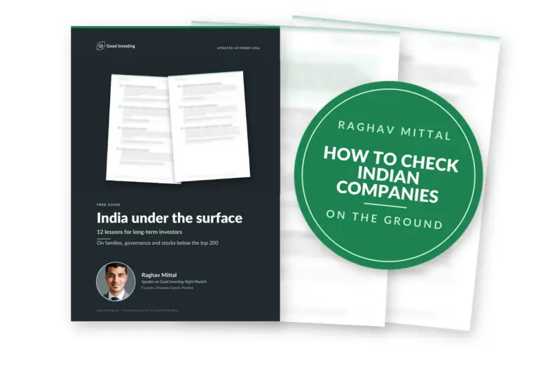 Blurred preview of the guide India under the surface: 12 lessons by Raghav Mittal with a green seal: Look below the index